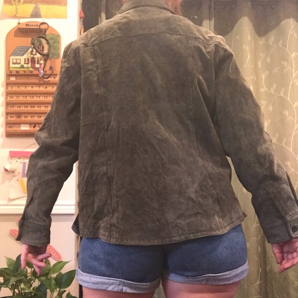 Forest Green Leather Jacket - Picture 6 of 8